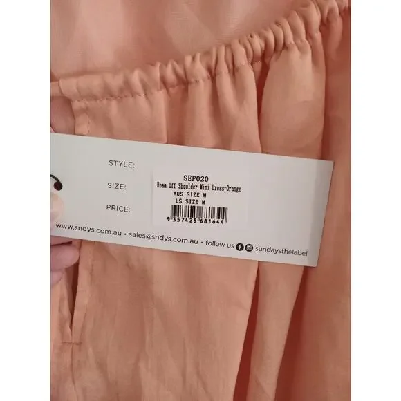 NWT SNDYS Everyday Roam Off Shoulder Mini Dress Romper in Orange Size Med - Picture 8 of 10